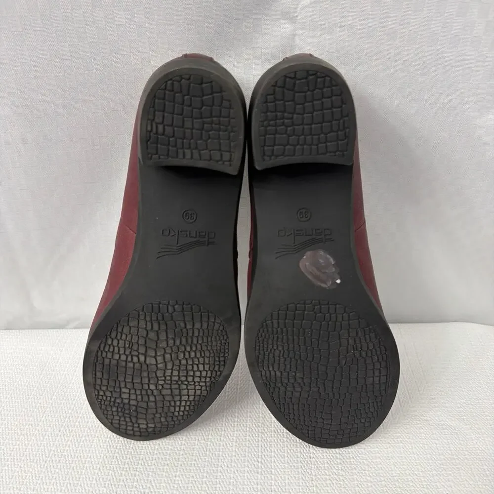 Dansko Shoes Womens Size 9 Camdyn Wine Red Leather Slip On Block Heels 39